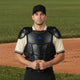 Umpire wearing the All Star Cobalt™ Hard Shell Umpire Chest Protector