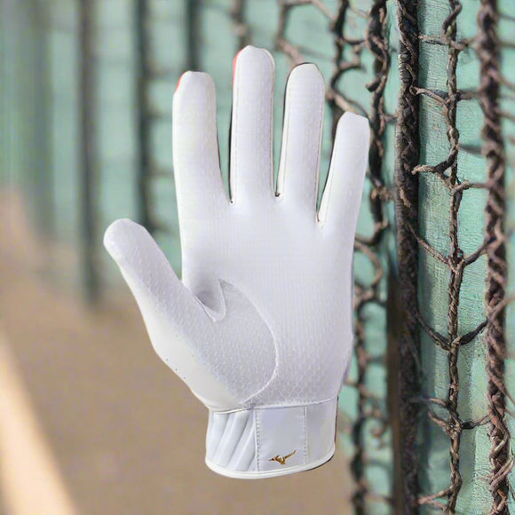 Mizuno MVP Adult Batting Glove - White/Gold