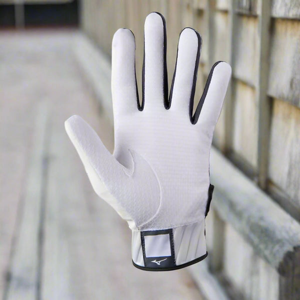 Mizuno MVP Adult Batting Glove - White/Gray