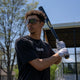 Player using the Baum Bat Standard Gold Stock Maple Baseball Bat