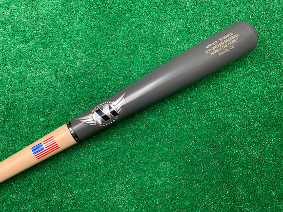 Specs imbedded in the barrel of the MPowered Hard 2 The Core™ Maple Wood Bat - Model M^P-072