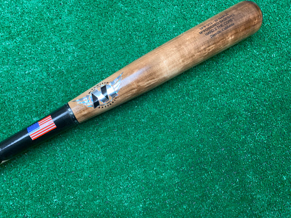 Specs imbedded in the barrel of the MPowered Hard 2 The Core™ Maple Wood Bat - Model M^P-013