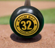 Close-up of the knob of the Baum Bat Standard Gold Stock Maple Baseball Bat