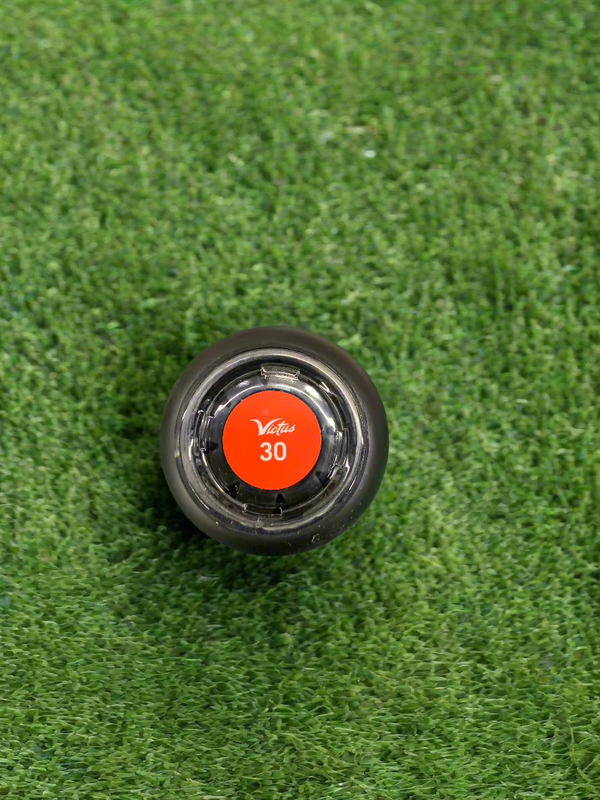Close-up of the knob on the Victus Vibe Crayon USSSA -10 Baseball Bat