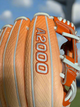 Close-up of the logo on the Wilson Custom A2000 1975SS 11.75" Baseball Glove - GOTM June 2025