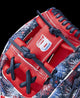 Close-up of the web on the Wilson Custom A2000 1975 Firework 11.75" Baseball Glove - GOTM July 2025