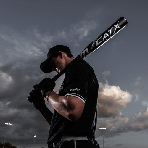 Player holding Marucci Cat X Vanta -3 BBCOR