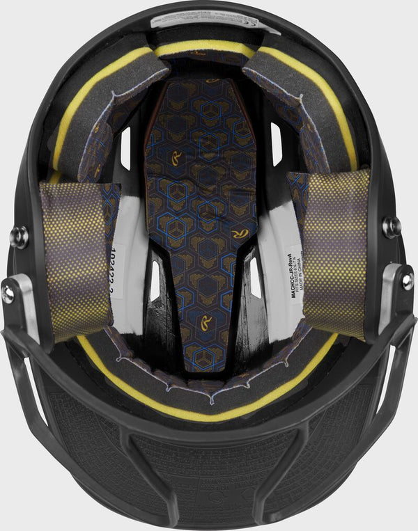 Inside of the Rawlings MACH HI-VIZ Fastpitch Batting Helmet - Black