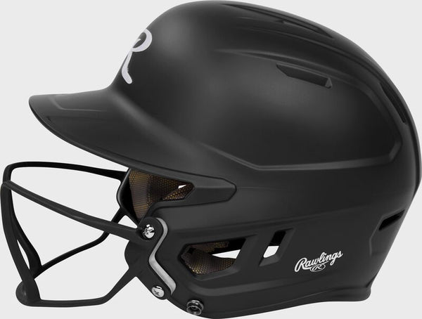 Side view of the Rawlings MACH HI-VIZ Fastpitch Batting Helmet - Black