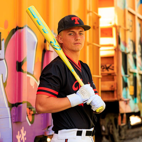 Player modeling the 2026 Rawlings Clout Ai™ -3 BBCOR Baseball Bat