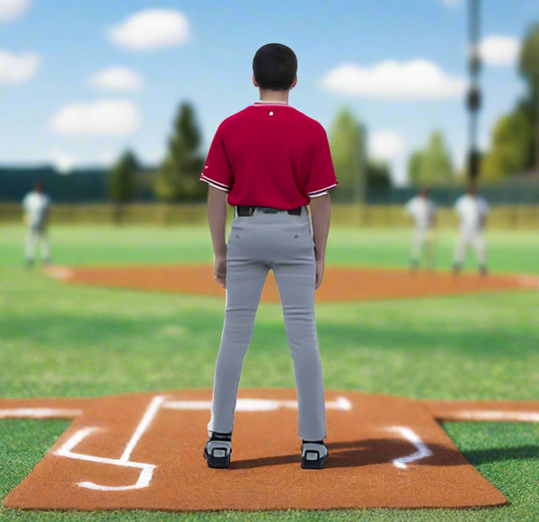 Model wearing the youth Marucci EXCEL Full Length Baseball Pant