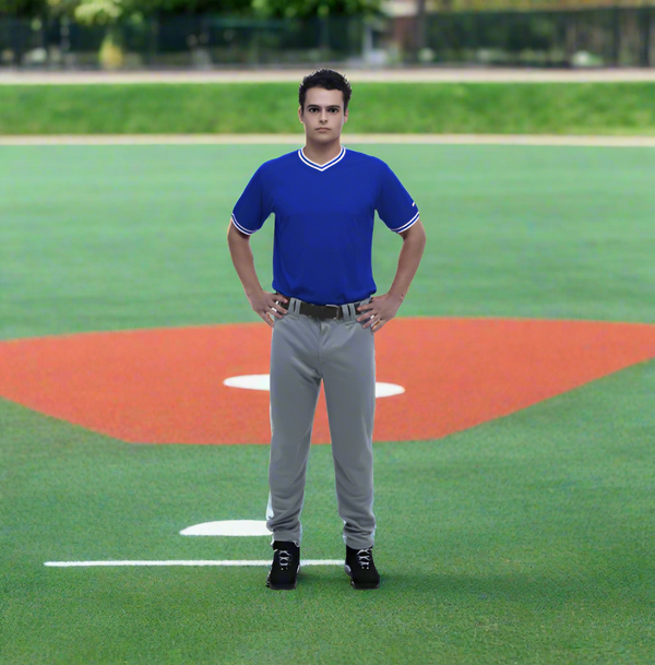 Model wearing the adult Marucci EXCEL Full Length Baseball Pant - Gray