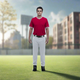 Model wearing the adult Marucci EXCEL Full Length Baseball Pant - White