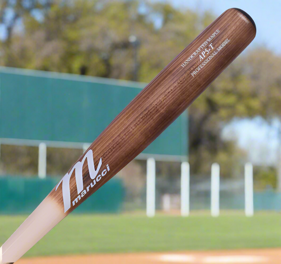 Close-up of the barrel of the Marucci AP5 Torpedo Pro Model Maple Wood Bat