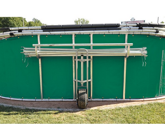 Rear view of the Bomber Pro Rolling Batting Cage