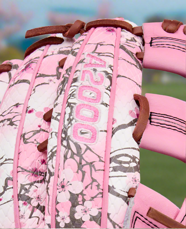 Close-up of the logo on the Wilson A2000 SC1777SS M.J. Melendez 12.75" Baseball Glove - GOTM September 2025