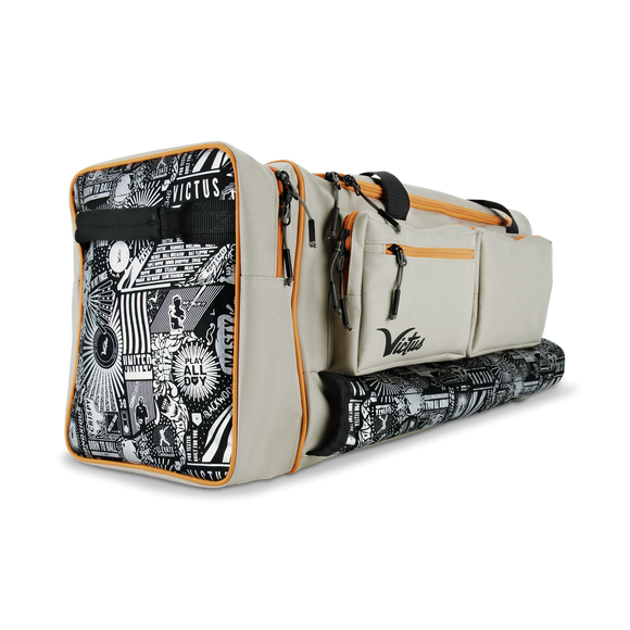 Side and back view of the Victus Origin Duffel Bag - Khaki/Orange