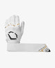 Display of wrist strap on the Evoshield Carbyne Adult Batting Glove with Strap - White