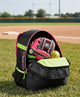 Close-up view of the large compartment inside the Louisville Slugger Party Animals Powerized™ Stick Pack