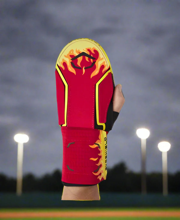Player modeling the Evoshield X-SRZ™ Stay Hot Sliding Mitt 2.0