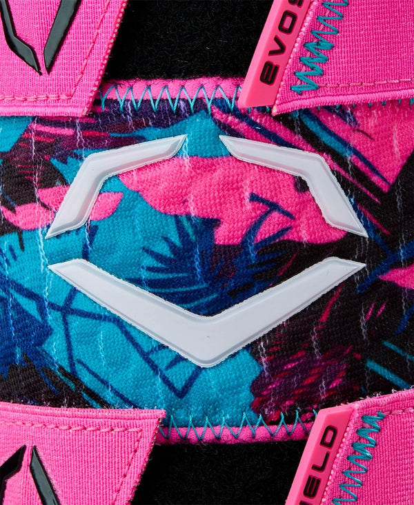 Close-up of the logo on the Evoshield X-SRZ™ Miami Vice Batters Leg Guard