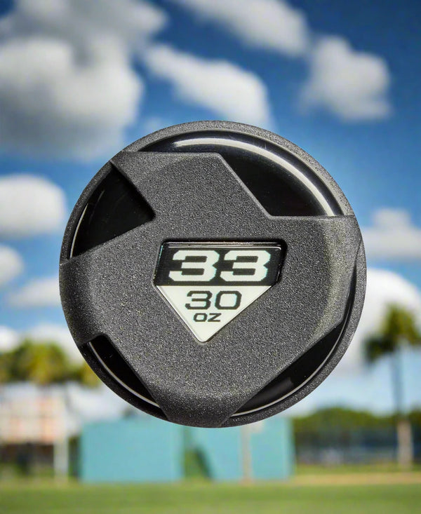 Close-up of the knob on the 2026 DeMarini Voodoo® One -3 BBCOR Baseball Bat