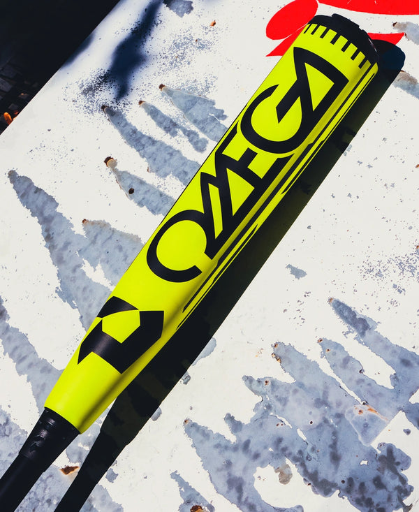 Close-up of the barrel on the 2026 DeMarini Omega™ Electric Yellow -3 BBCOR Baseball Bat