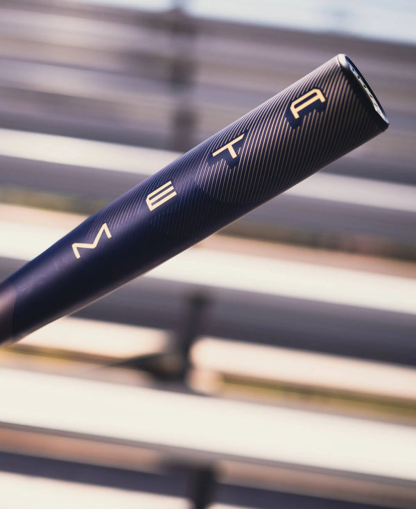 Close-up of the barrel end of the 2026 Louisville Slugger META® -3 BBCOR Baseball Bat
