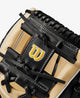 Close-up of Wilson logo on the Wilson A2K 11.5" 1786 Baseball Glove