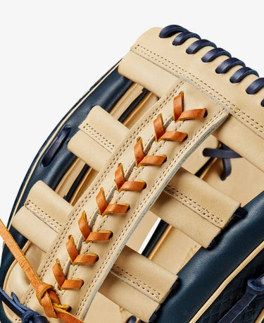 Close-up of web of Wilson A2000 12.75" Julio Rodriguez Game Model Baseball Glove