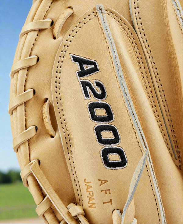 Close-up of the logo on the Wilson A2000® Baseball Classics 33.5" M23 Baseball Catcher's Mitt
