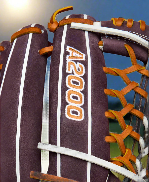 Close-up of the logo on the Wilson Spring 2025 Aliyah Andrews A2000® T125 12.5" Fastpitch Glove