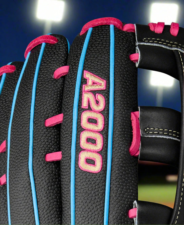 Close-up of the logo on the Wilson Summer 2025 A2000® 1777SS 12.75" Baseball Glove