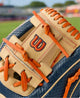 Close-up of the web on the Wilson Summer 2025 A2000® Jose Altuve JA27 GM 11.5" Baseball Glove