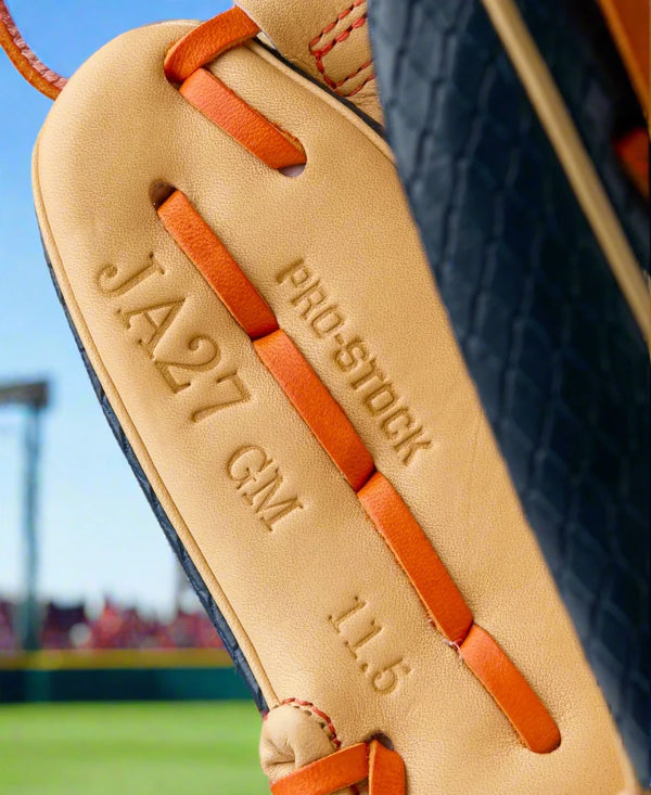 Close-up of the inside of the Wilson Summer 2025 A2000® Jose Altuve JA27 GM 11.5" Baseball Glove