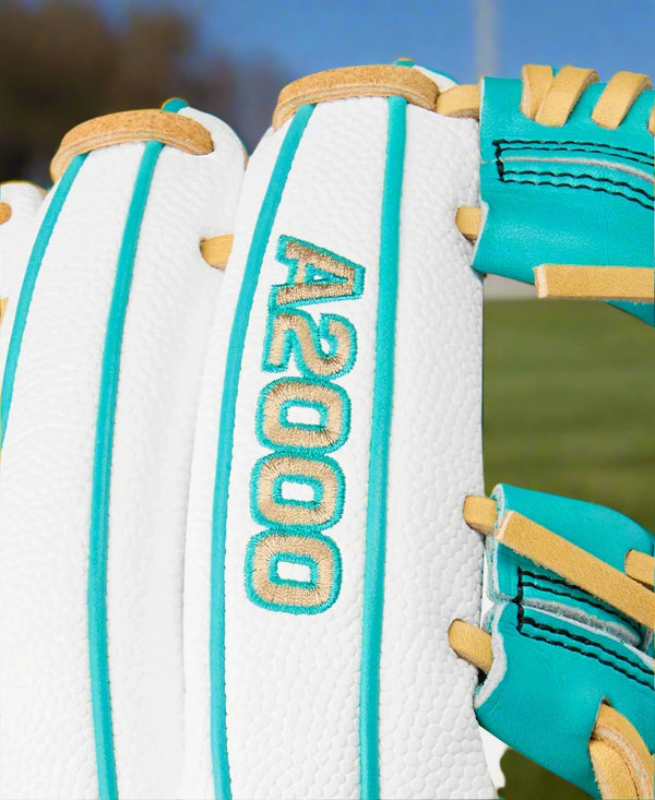 Close-up of the logo on the Wilson Summer 2025 A2000® H12SS 12" Fastpitch Glove