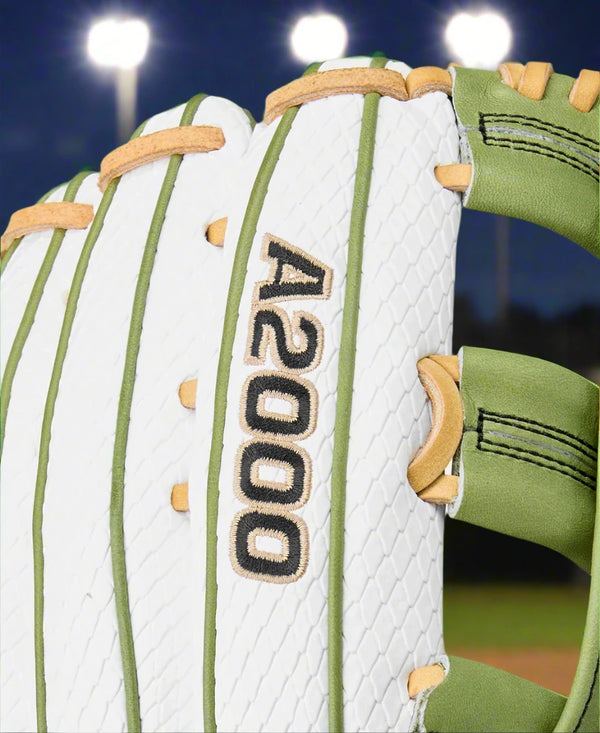 Close-up of the logo on the Wilson Summer 2025 A2000® HFP50SS 12.25" Fastpitch Glove