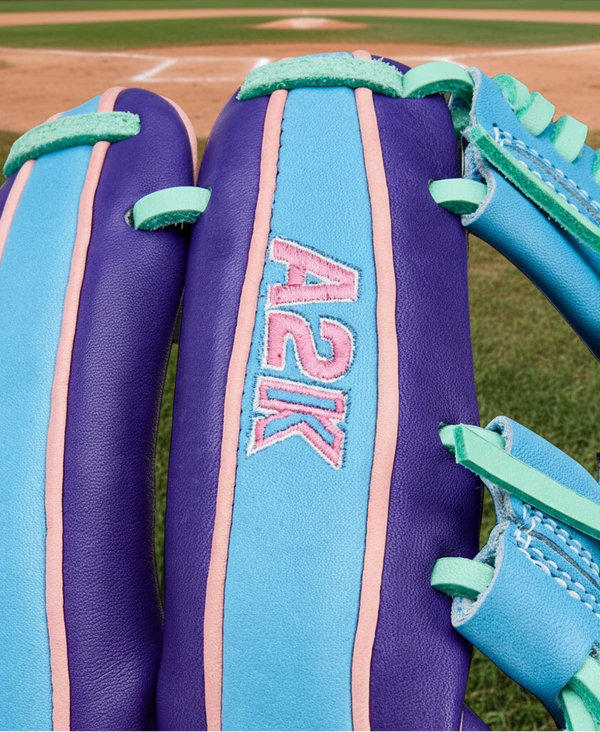 Close-up of the logo on the Wilson A2K 1720 11.5" Baseball Glove - GOTM October 2025