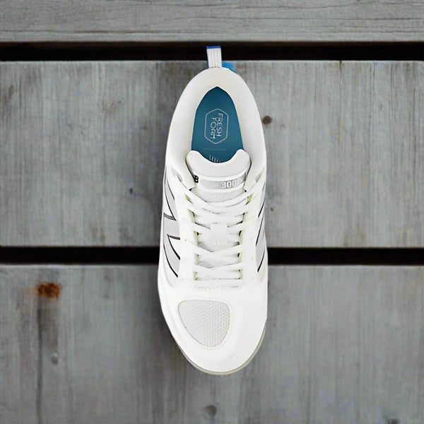 Top view of the New Balance Youth Fresh Foam 3000 v7 Molded Cleat - White w/Black