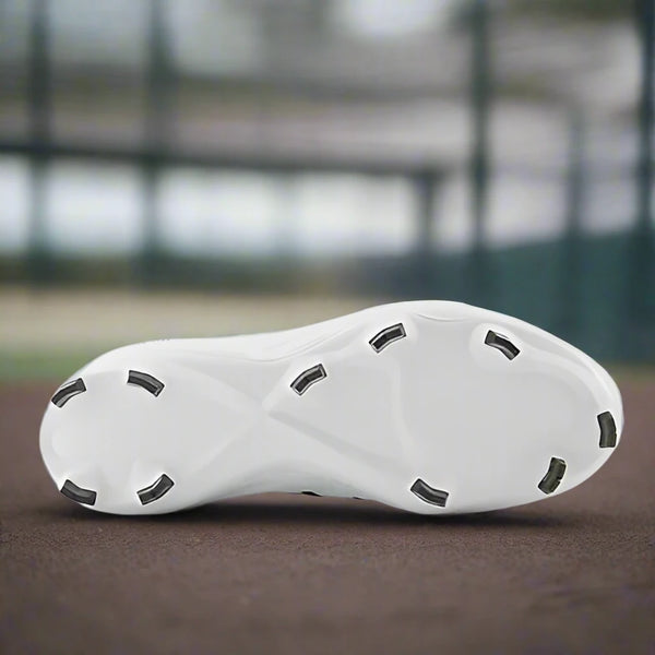 Sole of the New Balance Fresh Foam 3000 v7 Molded Cleat - White w/ Black
