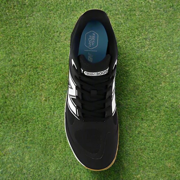 Top view of the New Balance Fresh Foam 3000 v7 Men's Turf/Trainer - Black with White