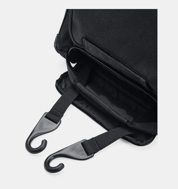 Fence hanging hooks on the Under Armour Wheeled Bag
