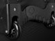 Close-up of the wheel mechanism on the Evoshield Standout Wheeled Bag