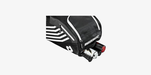 Close-up of bat storage compartment on the Demarini Momentum 2.0 Wheeled Bag