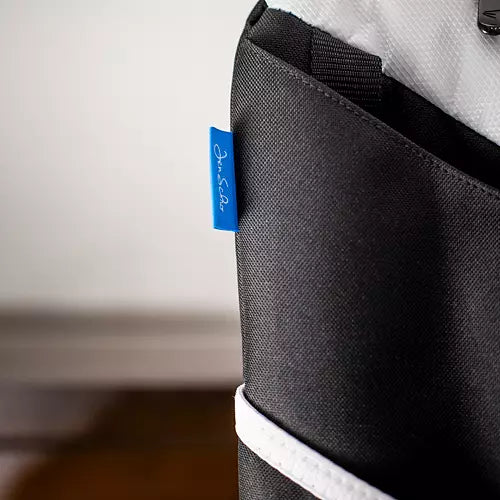 Product tag on the Easton Jen Schro Catcher's Wheeled Bag