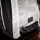 Close-up of the lower compartment on the Easton Jen Schro Catcher's Wheeled Bag