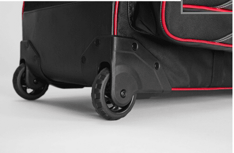 Close-up of the wheels of the All Star Catchers Roller Bag