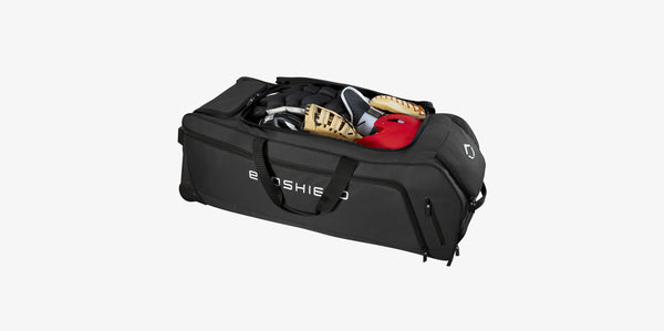 Top storage compartment of the Evoshield Stonewall Wheeled Bag - Black
