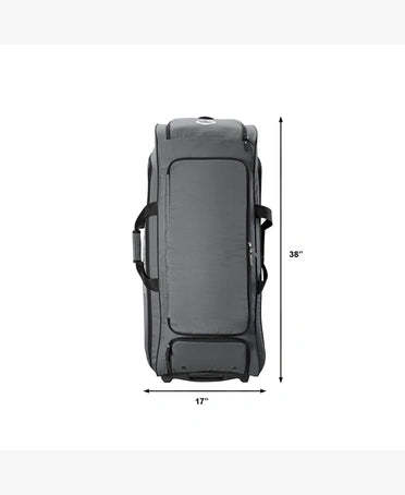 Dimensions diagram of the Evoshield Stonewall Wheeled Bag - Grey
