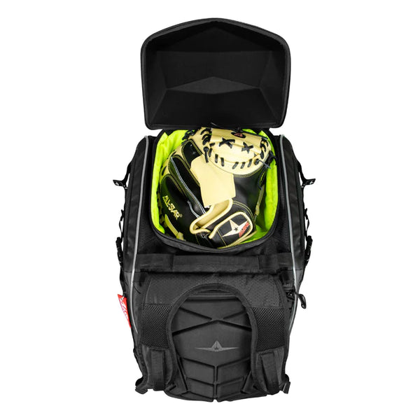 Main inside storage compartment displayed on the All Star MVP Pro Series Bat Pack